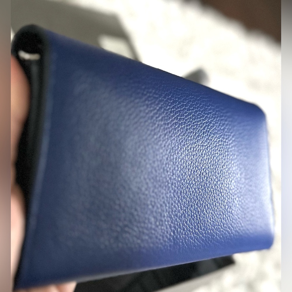 Alexander McQueen Skull Wallet on Chain Blue Leather Silver Hardware NWT - Picture 4 of 16